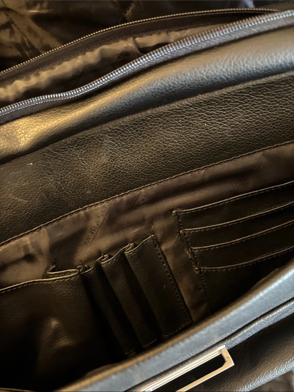 Murano Black Leather Travel Briefcase Messenger Bag Men’s